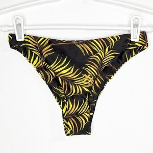 ✨3/$15 Kamoni black yellow palm leaf bikini bottom S